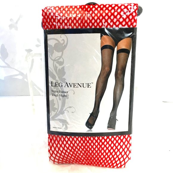 Leg Avenue Accessories - * Leg Ave #9011 Thigh High Red Fishnet NOS NWT